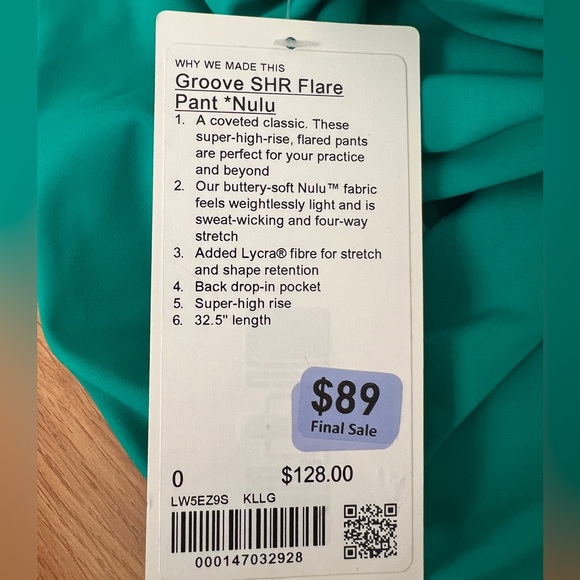 NWT (new with tag) Lululemon Groove SHR Flare Pant *Nulu 32.5”  Size 0 - Picture 4 of 5